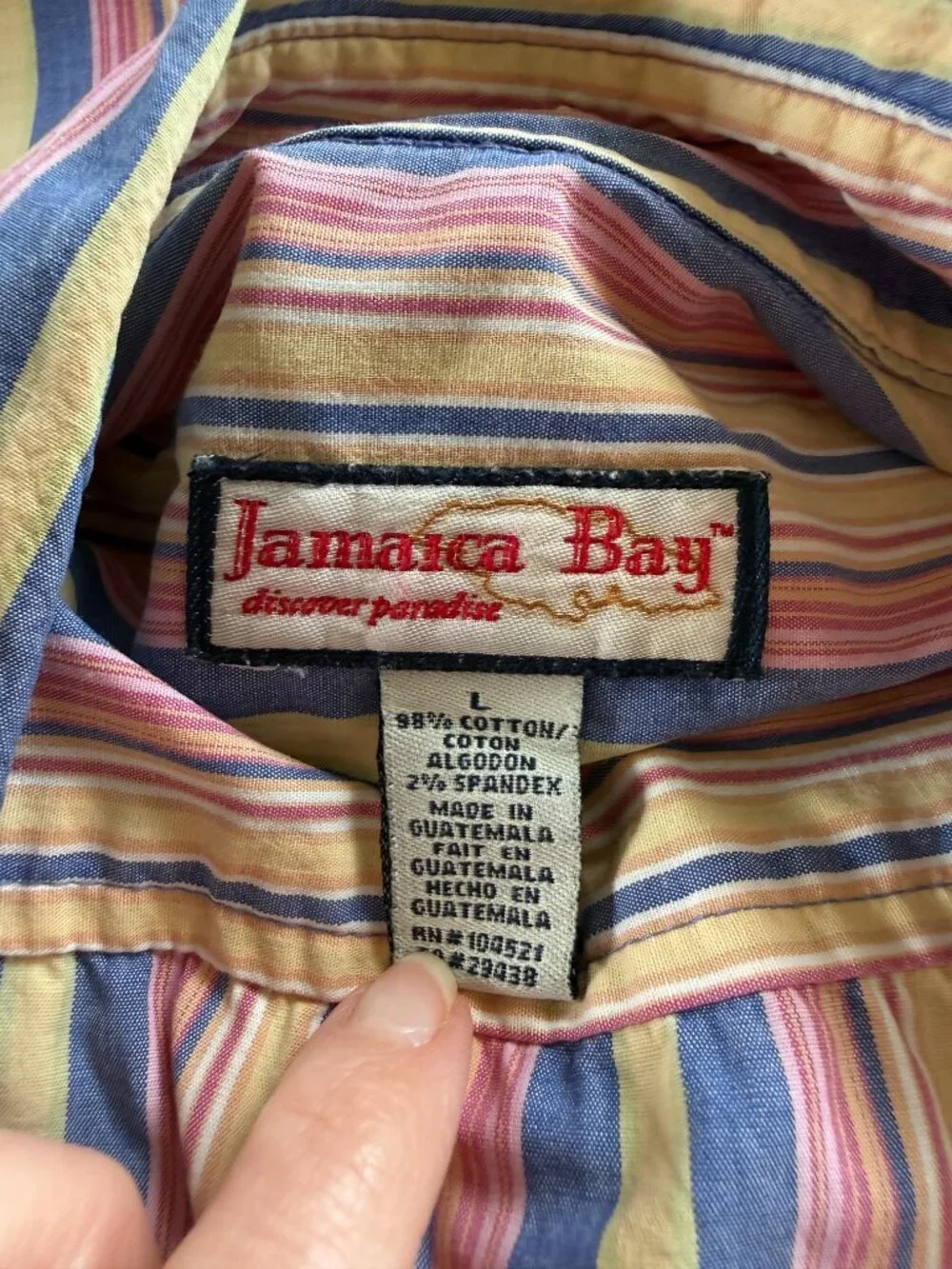 Jamaica Bay multicolored striped long sleeve button down collared shirt size L